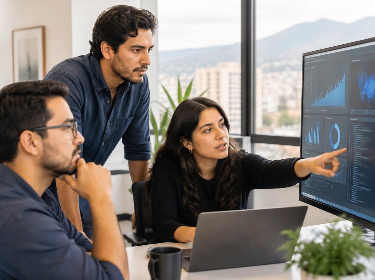 Equipo de datos revisando un análisis